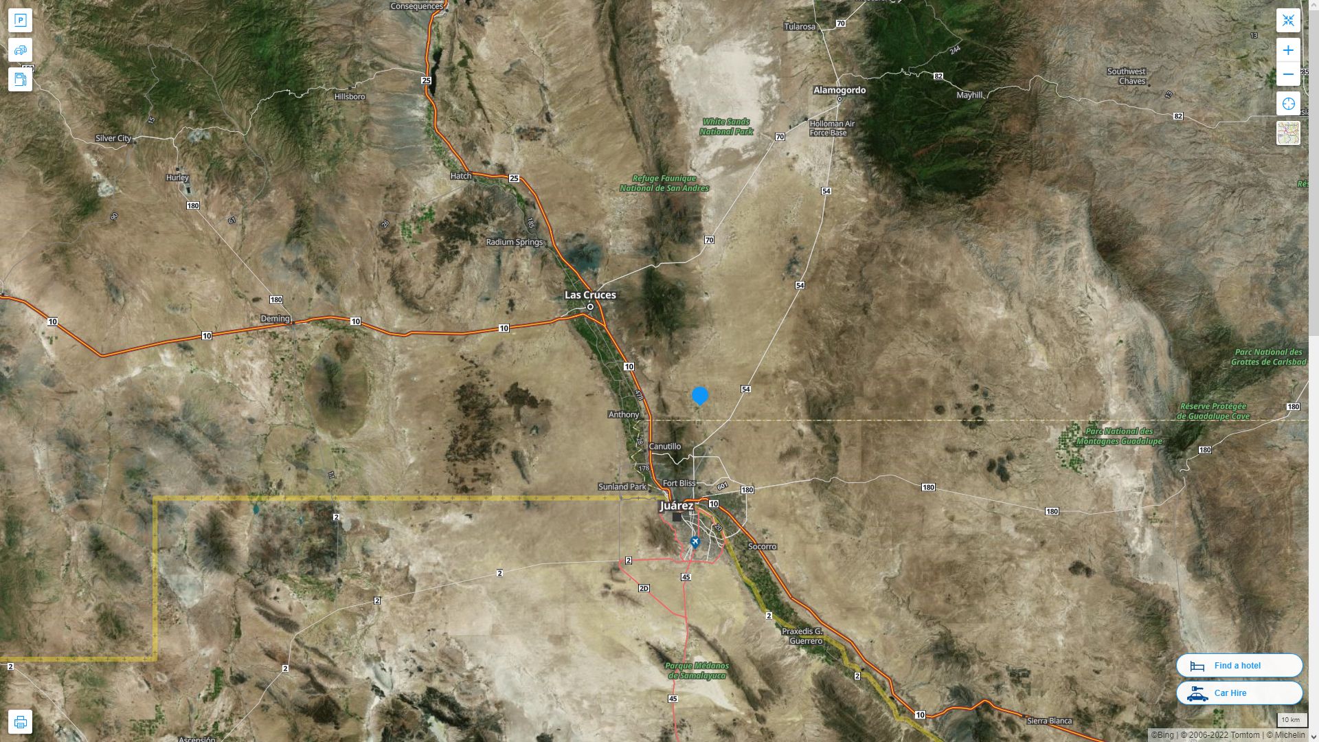 Chaparral New Mexico Highway and Road Map with Satellite View